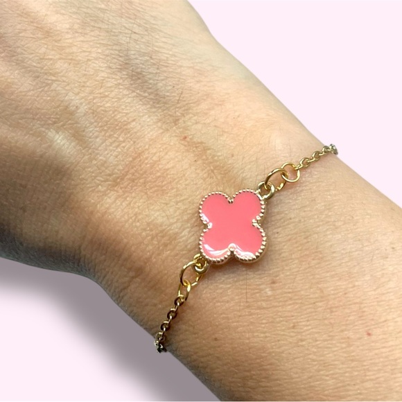 Coral Peach Charm Gold Plated Adjustable Bracelet - Picture 3 of 4